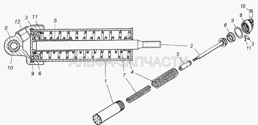 100-3570210 Цилиндр управления заслонкой в сборе (100-3570209-10 Комплект запасных частей) 